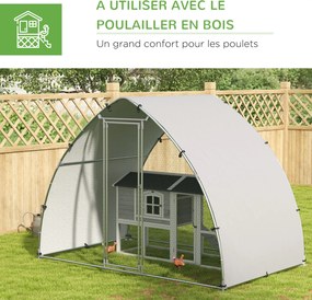 PawHut Nagy Tyúkól Kert Kiállítása 5,75m² UV-álló Tető, Huzalháló Kert 3,04L x 1,9W x 2,2H m, Ezüst | Aosom