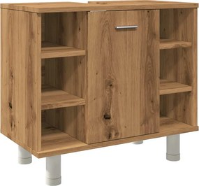 vidaXL Fürdőszobai szekrény kézműves tölgy 60x32x53,5 cm műszaki fa