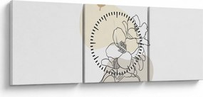 Kép - Bézs virágok pillangóval N⁰3 (órával) (90x30 cm)