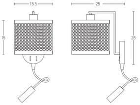 Zambelis 20355 - LED fali lámpa 1xE27/40W + LED/3W/230V rattan