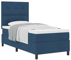 Box Spring Ágy Matraccal Kék Egyszemélyes Szövet