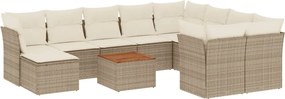 vidaXL 11 részes bézs polyrattan kerti ülőgarnitúra párnákkal