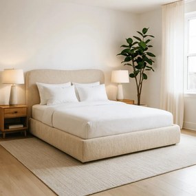 Kárpitozott Franciaágy Bézs Színben Ágynemütartóval. 160x200 BRISTOL