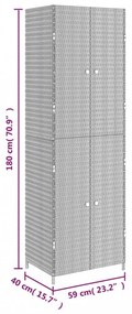 fekete polyrattan kerti tárolószekrény 59 x 40 x 180 cm