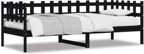 vidaXL fekete tömör fenyőfa kanapéágy 80 x 200 cm