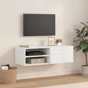 TV szekrény fiókkal polcokkal Fehér 100.5 x 39 x 30 cm Faanyag