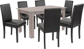Leon 6+1 étkező garnitúra yorki tölgy-fekete
