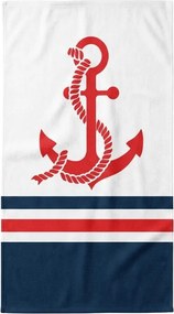 Gyorsan száradó XXL strand fürdőlepedő CAPTAIN fehér 150 x 210 cm, 100% mikroszál