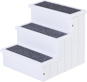 PawHut Háziállat Lépcső 3 Lépés Macska Lépcső Háziállatok Számára Kutyák és Macskák Számára, Belépési Segédeszköz Szőnyeg Tároló Térrel Kanapéágyhoz,