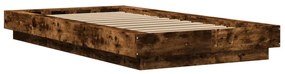 füstös tölgy színű szerelt fa ágykeret LED-del 75x190 cm