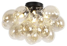 Design mennyezeti lámpa fekete borostyánszínű üveggel 4-lámpás - Uvas
