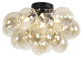 Design mennyezeti lámpa fekete borostyánszínű üveggel, 4 lámpával - Uvas