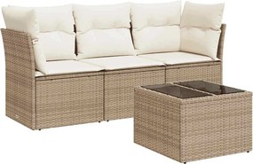 vidaXL 4 részes bézs polyrattan kerti ülőgarnitúra párnákkal