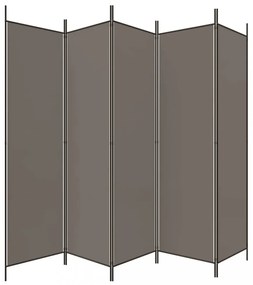 5 paneles antracitszürke szövet térelválasztó 250x200 cm