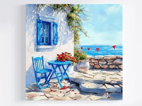 Poszter Tájkép Görögország Tenger Kilátás Tengerpart Pihenés 40x40