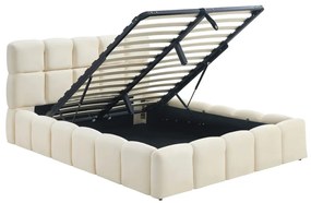 Krém Bársony Franciaágy Ágyneműtartóval. 140x200 MURACJA