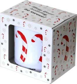 Színes Bögre Karácsonyi Candy Pálcika Motívummal 300ML Ajándék Karácsonyra