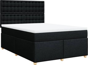 vidaXL fekete szövet rugós ágy matraccal 140 x 190 cm