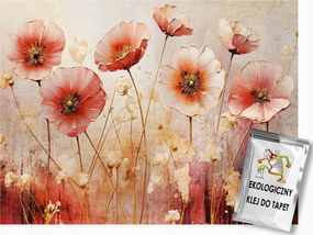 Fotótapéta Flizelina Kert Rét Pipacsok 3D Szerkezet Boho 400x280 ragasztó