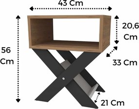 Dohányzóasztal, atlanti fenyő-antracit, 43 cm