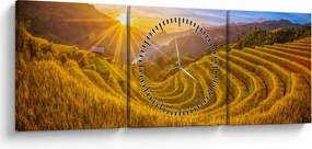 Kép - Rizs teraszok Vietnamban (órával) (90x30 cm)
