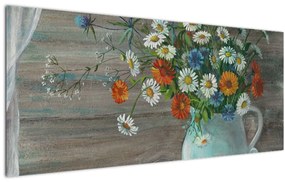 Kép - réti virágok, olajfestmény (120x50 cm)