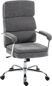 HOMCOM ergonomikus chenille irodai szék párnázott kartámaszokkal, állítható magasság és dőlésszög, 360° forgás, szürke | Aosom