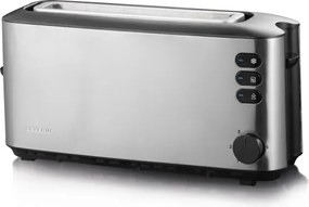 Severin AT 2515 - Két szeletes kenyérpirító, 1000 W/230 V, rozsdamentes acél/fekete