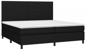 fekete szövet rugós és LED-es ágy matraccal 200x200 cm