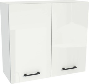 Konyhaszekrény felső 80/72 Capri korpusz fehér front fehér akril fényes