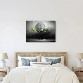 Zöld absztrakt gömbök képe (üvegen) (70x50 cm)