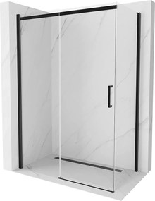 Mexen Omega zuhany 150x80cm, 8mm üveg, fekete profil-átlátszó üveg, 825-150-080-70-00