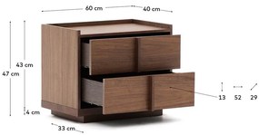 Sötétbarna éjjeliszekrény diófa dekorral Onix – Kave Home