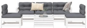 vidaXL 6 részes fehér tömör fenyőfa kerti kanapészett