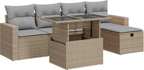 vidaXL 6 részes bézs polyrattan kerti ülőgarnitúra párnával