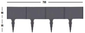 ARTPLAST Mesterséges szegélykő - kerítés BORDURE 795x185mm - antracit