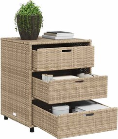 vidaXL bézs polyrattan kerti tárolószekrény 55 x 59 x 69 cm