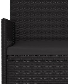 fekete 2 személyes polyrattan kerti pad párnával
