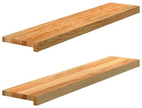 ablakpárkányok 2 db világosbarna 100x20x2 cm tömör fa tölgyfa