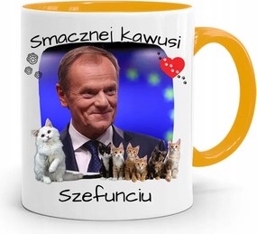 Donald Tusk Sárga Bögre Platform Ajándék fényképes nyomtatással