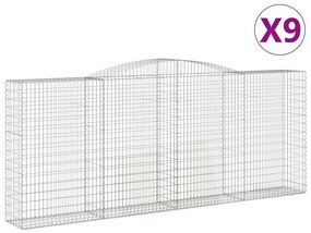 vidaXL 9 db íves horganyzott vas gabion kosár 400x50x160/180 cm