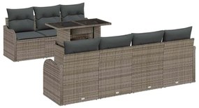 vidaXL Kerti Kanapé Szett párnával 8 pcs Szürke Poli rattan
