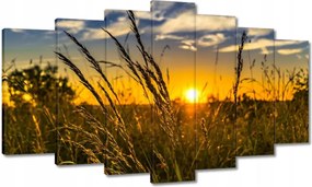 Vászonkép 140x80 Naplemente a füvek között
