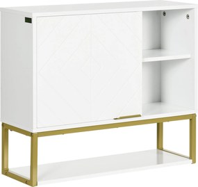 kleankin Modern Fali Fürdőszoba Szekrény Függesztett Fürdőszobabútor 1 Acél Fogantyúval és Állítható Polcokkal Konyhához 60x20x51 cm Fehér | Aosom