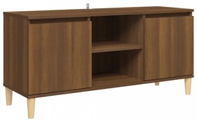barna tölgyszínű TV-szekrény tömör falábakkal 103,5x35x50 cm