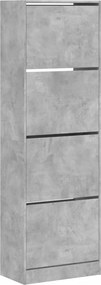 vidaXL betonszürke cipőszekrény 4 kihajtható fiókkal 60x34x187,5 cm