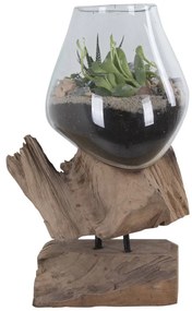 San Marino vízcsepp asztali dekoráció, teak fa/üveg, 25 cm