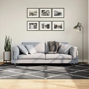 PAMPLONA fekete és krém bolyhos modern szőnyeg 160 x 230 cm