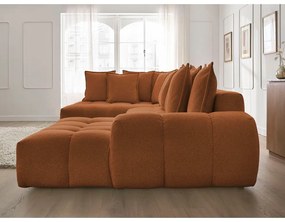 Terrakotta színű zsenília kinyitható-tárolóhelyes sarokkanapé (bal oldali-U alakú) Everest – Bobochic Paris