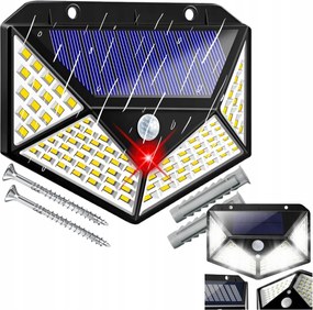 Napelemes Lámpa Szürkületi Mozgásérzékelő 100 Led Homlokzati Fali Lámpa